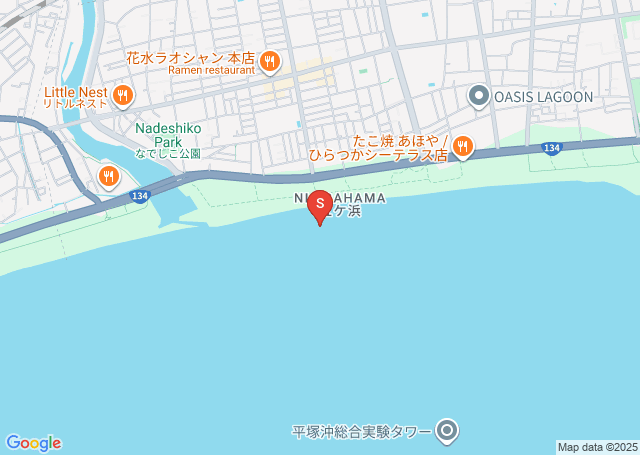 平塚虹ヶ浜の位置を示す地図