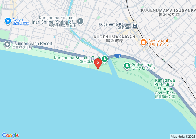 鵠沼スケートパーク前の位置を示す地図