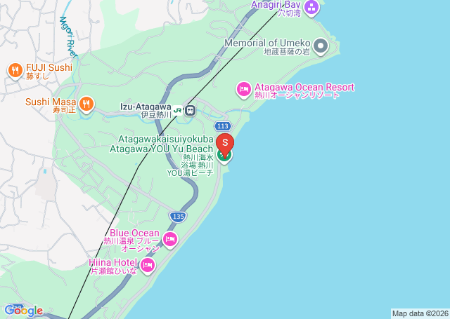 熱川の位置を示す地図