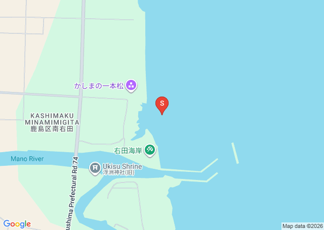 右田浜の位置（地図）