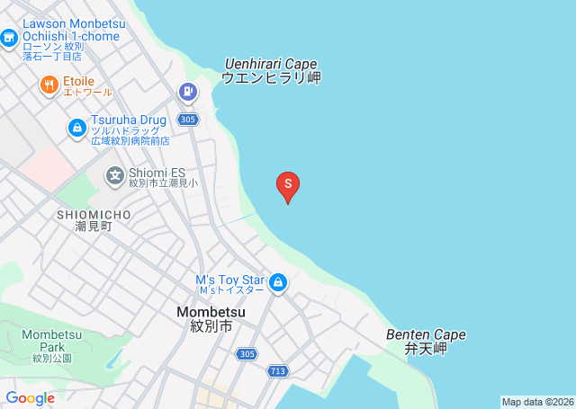 渚滑の位置（地図）