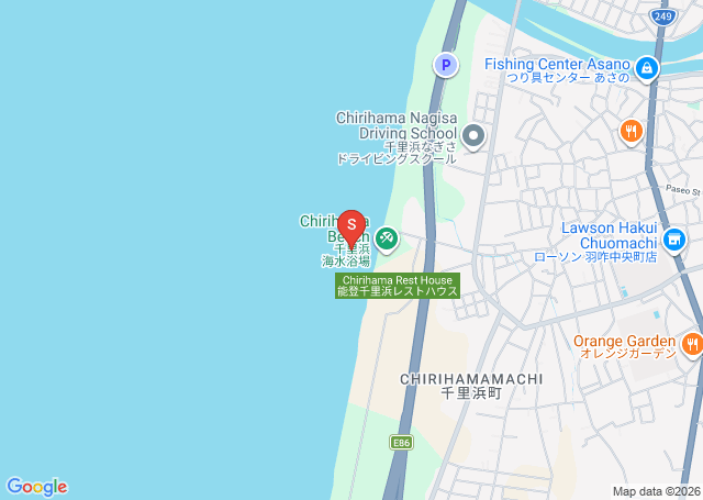 千里浜の位置（地図）