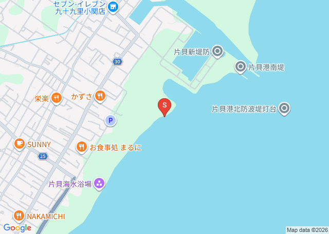 片貝・漁港の位置を示す地図