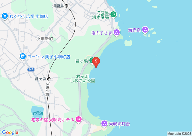 君ヶ浜の位置を示す地図