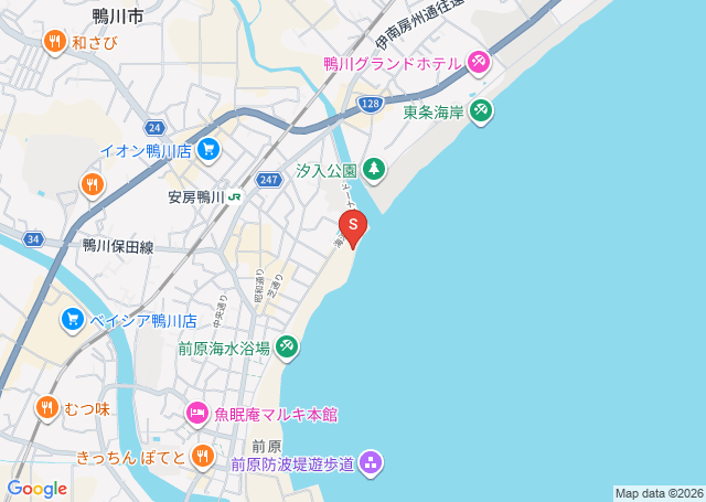 待崎川河口の位置を示す地図