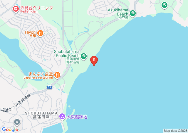 菖蒲田浜の位置（地図）
