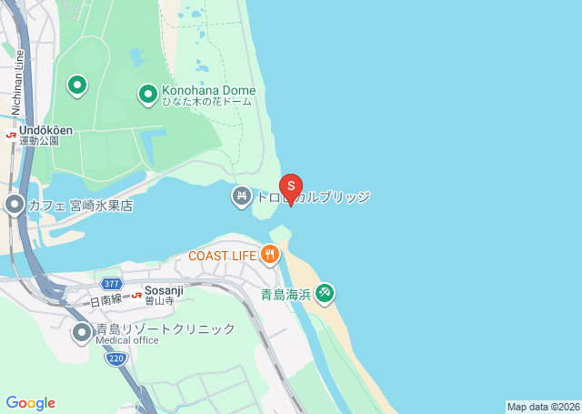 加江田河口の位置（地図）