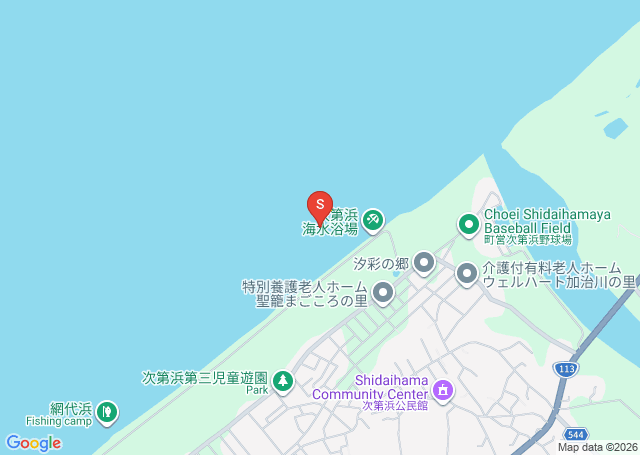 加治川河口の位置（地図）