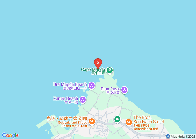 真栄田岬の位置（地図）