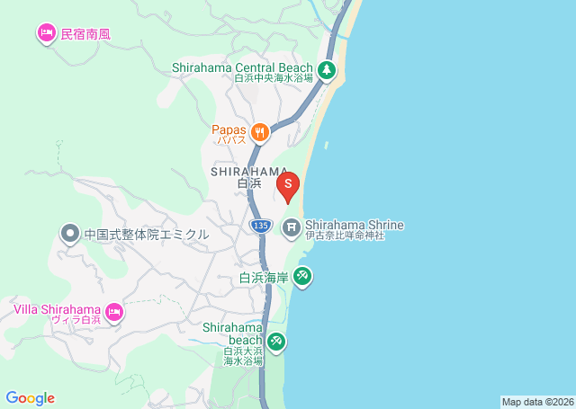白浜・プリンス前の位置を示す地図
