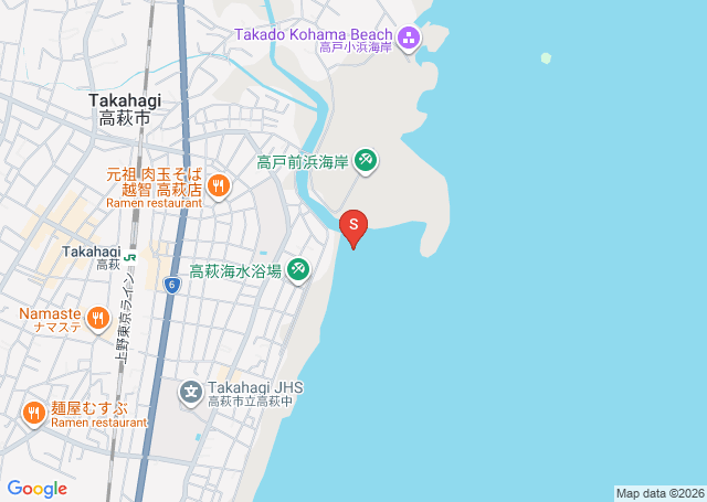 高萩（高戸前浜）の位置（地図）