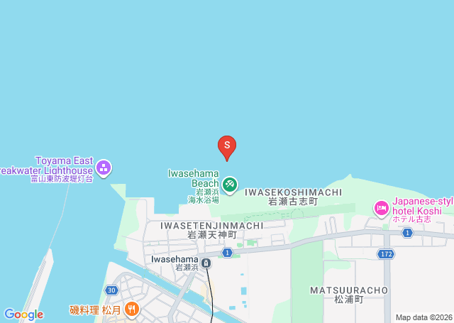 岩瀬浜の位置（地図）