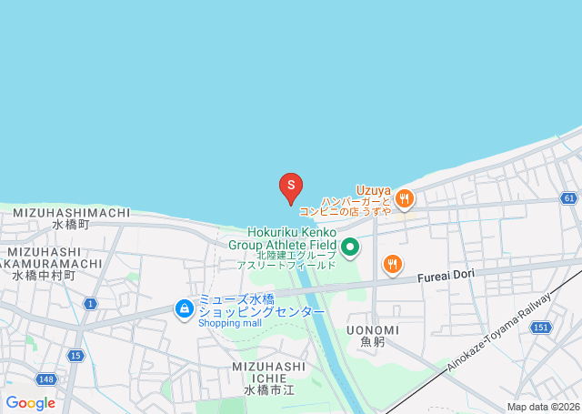 上市川河口の位置（地図）