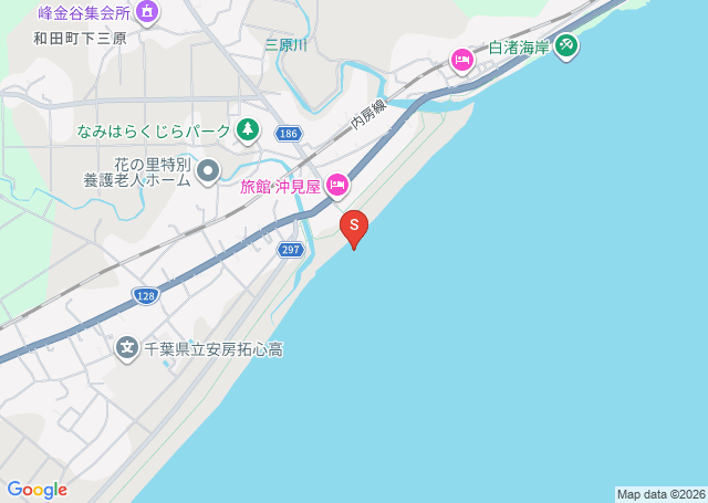大原駐車場前の位置を示す地図