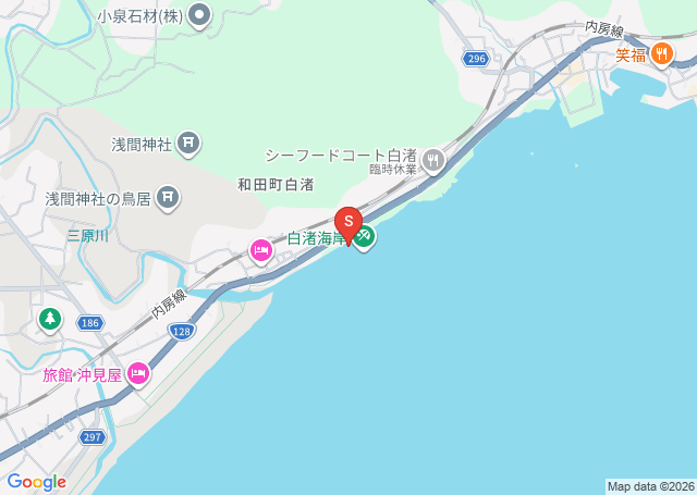 和田・白渚の位置を示す地図