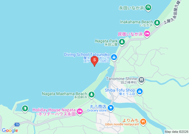 いなか浜の位置（地図）