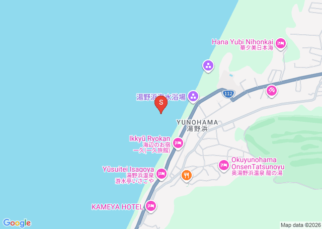湯野浜の位置（地図）