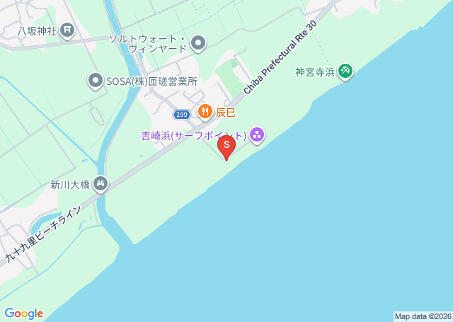 匝瑳・吉崎の位置を示す地図
